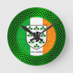 Irland Kleeblatt Flag - Gallagher Runde Wanduhr