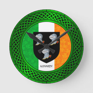 Irland Kleeblatt Flag - Kennedy Runde Wanduhr
