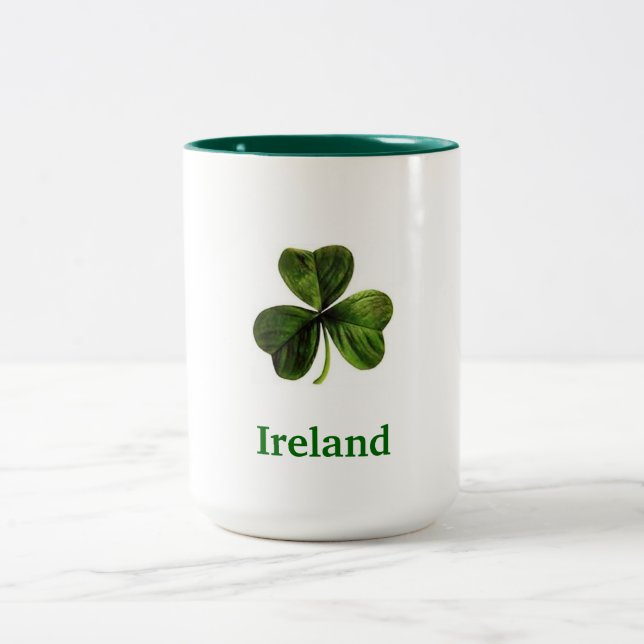 Irland-Kleeblatt - Kaffee-Tasse (groß) Zweifarbige Tasse (Mittel)