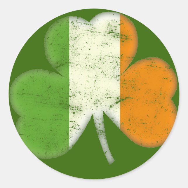 Irland-Kleeblatt Runder Aufkleber (Vorderseite)