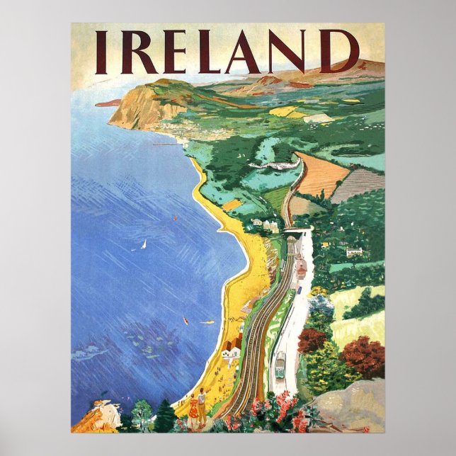 Irland, Küste, Vintage Reiseplakat Poster (Vorne)
