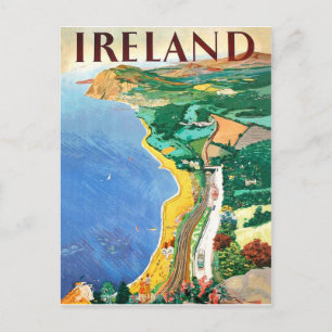 Irland, Küste, Vintage Reiseplakat Postkarte
