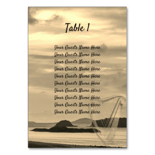 Irland Landschaftliche Hochzeit mit Irish Harp Tab Tischnummer