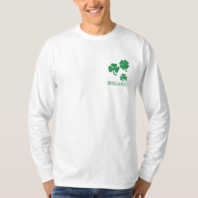 Irland mit Kleeblättern stickte Shirt (Vorderseite)