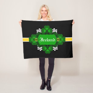 Irland National Kleeblatt white Blume-Individuelle Fleecedecke