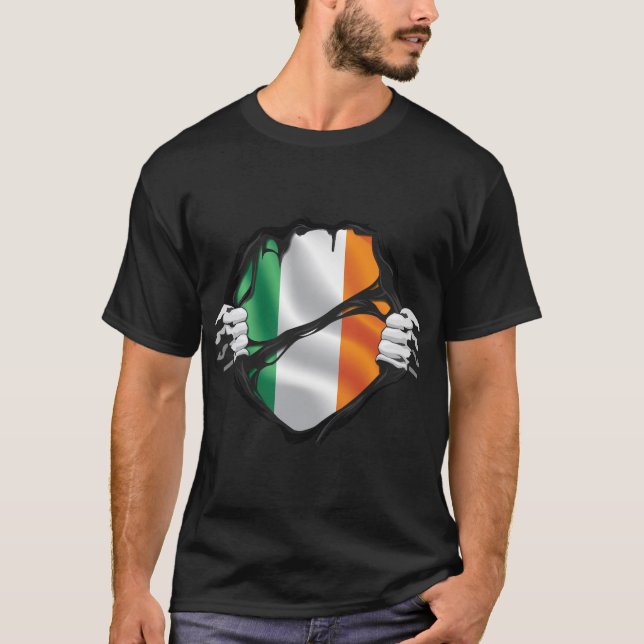 Irland Pure Roots Flag Black T-Shirt (Vorderseite)