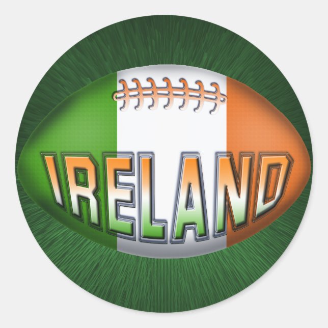Irland Rugby Ball Runder Aufkleber (Vorderseite)