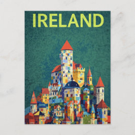 Irland Schloss Farbige Retro-Reise Postkarte