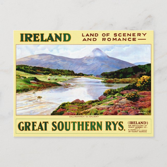 Irland stellte Vintages Reise-Plakat wieder her Postkarte (Vorderseite)
