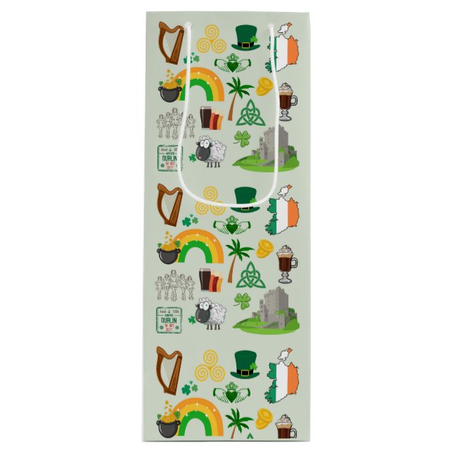 Irland Symbole Geschenktüte Für Weinflaschen (Vorderseite)