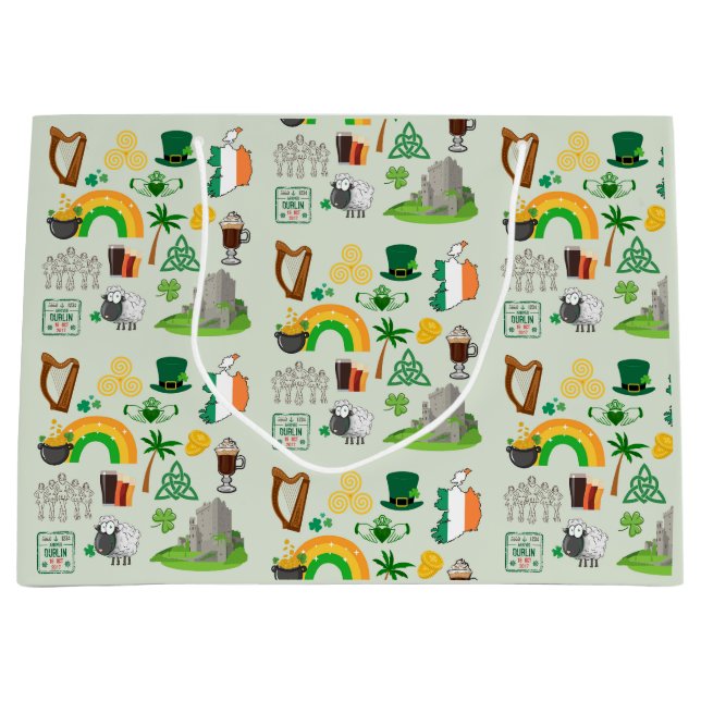 Irland Symbole Große Geschenktüte (Vorderseite)