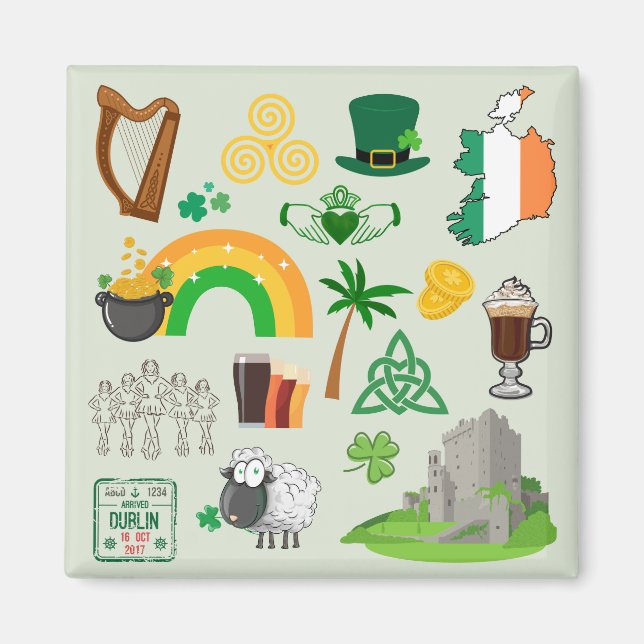 Irland Symbole Magnet (Vorne)