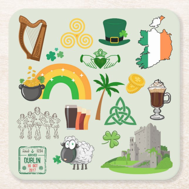 Irland Symbole Rechteckiger Pappuntersetzer (Vorderseite)
