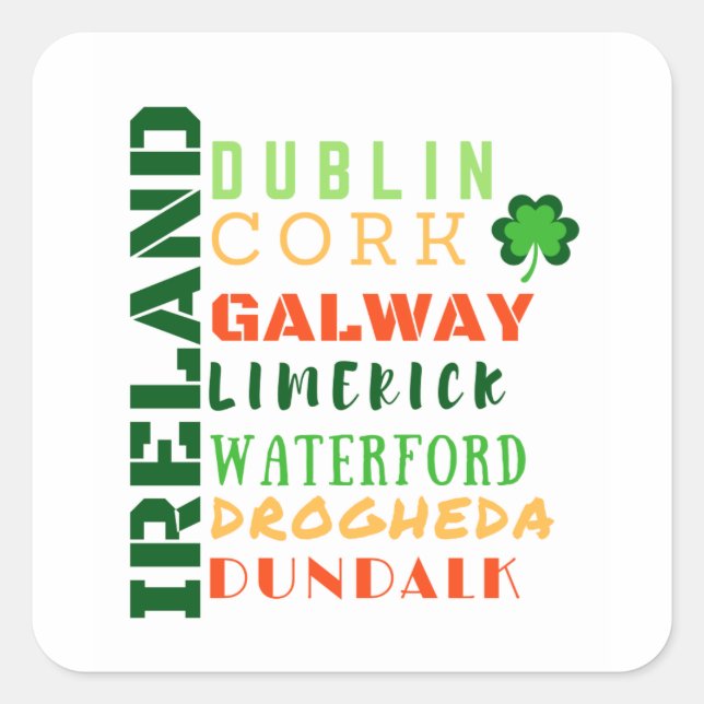 IRLAND U-BAHN QUADRATISCHER AUFKLEBER (Vorderseite)