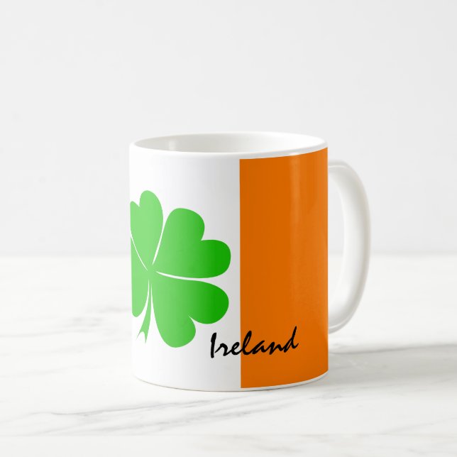 Irland & vierblättriges Kleeblatt, irische Flagge  Kaffeetasse (VorderseiteRechts)