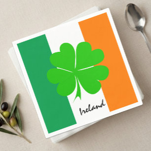 Irland & vierblättriges Kleeblatt, irische Flagge Serviette