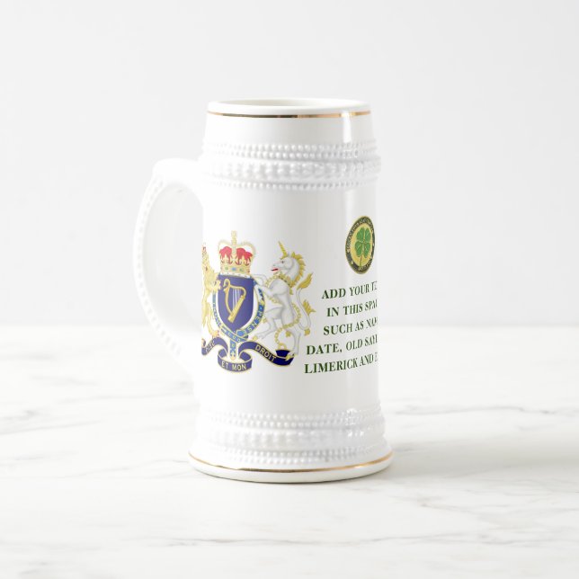 IRLAND WAPPEN Personalisiert Bierglas (Vorderseite Links)