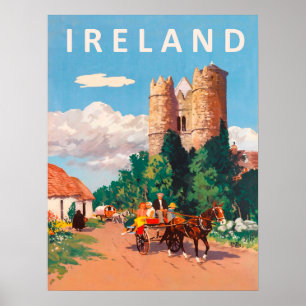 Irland, Wohnwagen fährt auf dem Dorfweg Poster