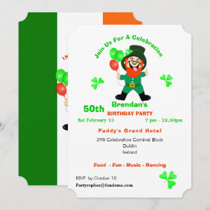 Irlandais amusant Leprechaun Invitation de fête d'