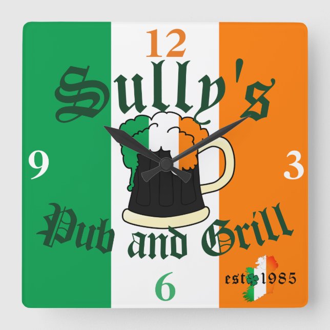 Irlandais Beer Pint Bar and Grill Name Horloge (Recto)