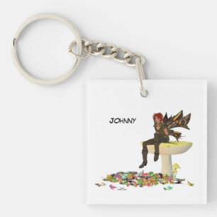 Irlandais Fée Boy Sur Porte - clé Acrylique Champi
