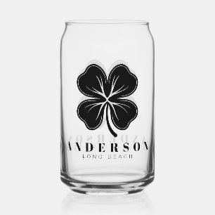 Irlandais Lucky Four Black Leaf Clover avec Nom Pi