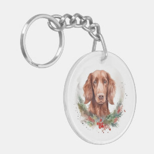 Irlandais Red Setter Festive Wreath Pup