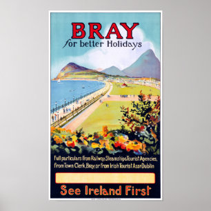 Irlande Bray Poster Vintage voyage restauré