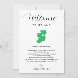 Irlande Carte Mariage Bienvenue lettre Itinéraire