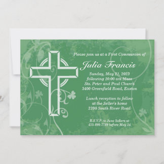 Irlande Cross First Communion Invitation