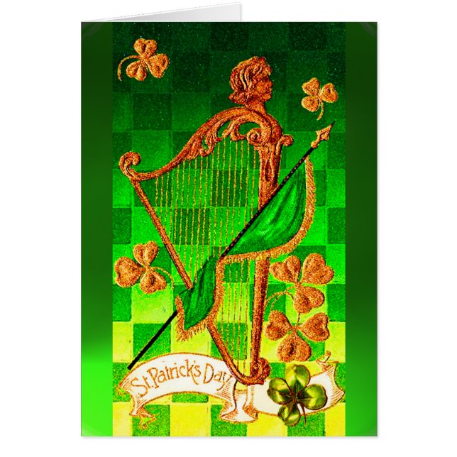 IRLANDE HARP, OR VERT SHAMROCK St Patrick's Day (Devant)