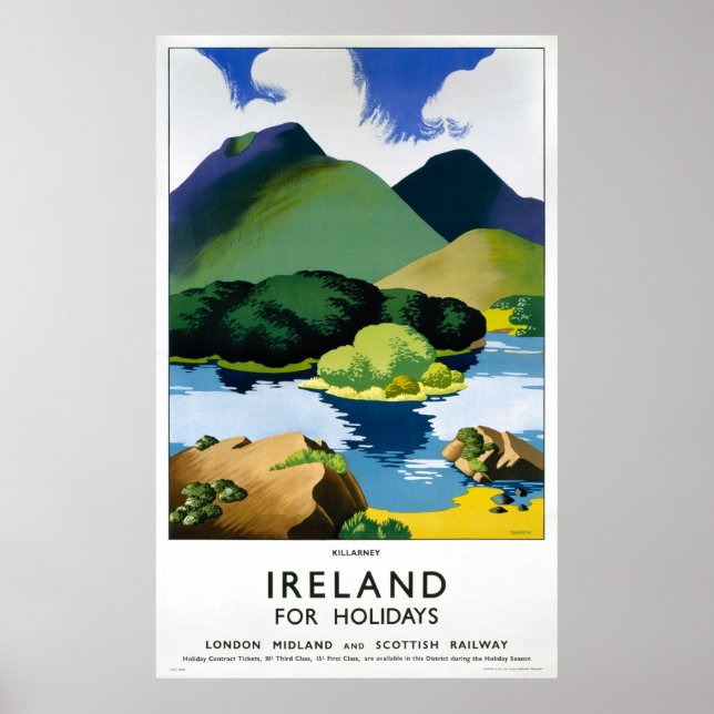 Irlande Killarney Vintage voyage Poster restauré (Devant)