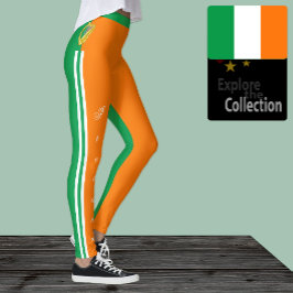 Irlande leggings de mode, drapeau irlandais /sport