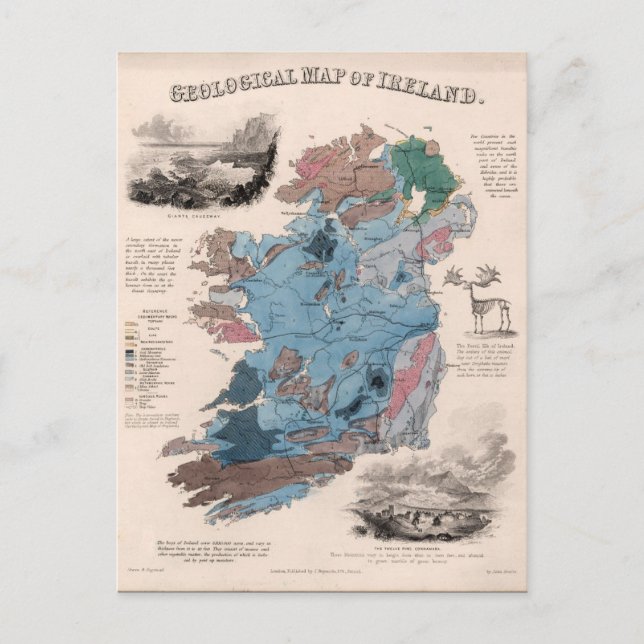 Irlande vintage Carte de l'histoire irlandaise (Devant)