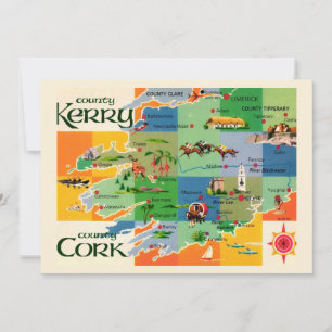 Irlands Kerry & Cork Karte 5x7 große Postkarte