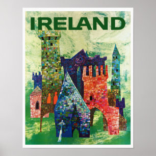 Irlands Schlösser vintage Reiseplakat Poster