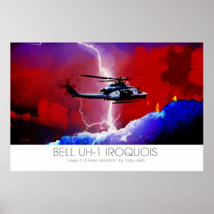 Irokese Bell UH-1 Huey Blitzschlag surreal Poster
