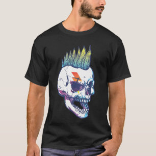 Irokesen-Skelett-Totenkopf-Punk-Rocker-Halloween-P T-Shirt