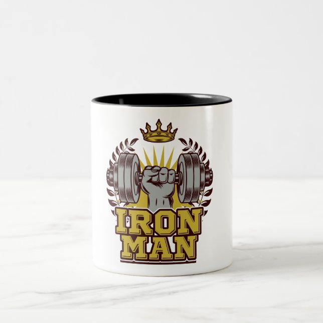 IRON MAN Fitness Bodybuilder Athlete Zweifarbige Tasse (Mittel)