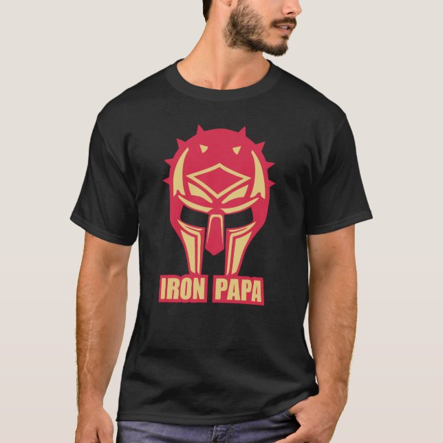 Iron Papa Helm Rüstung Ironpapa Cask Medieval T-Shirt (Vorderseite)