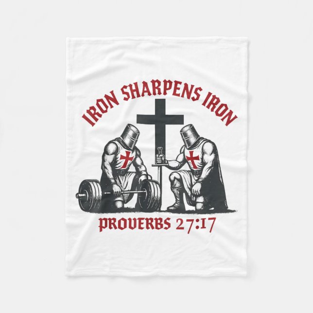 Iron Sharpens Iron Bible Scripture Christian Gym W Fleecedecke (Vorderseite)
