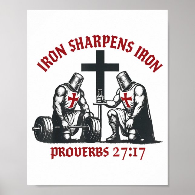 Iron Sharpens Iron Bible Scripture Christian Gym W Poster (Vorne)