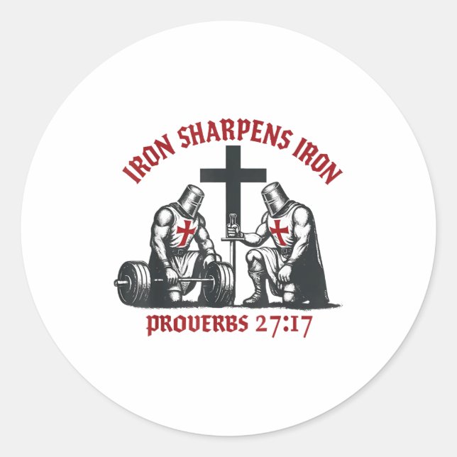 Iron Sharpens Iron Bible Scripture Christian Gym W Runder Aufkleber (Vorderseite)