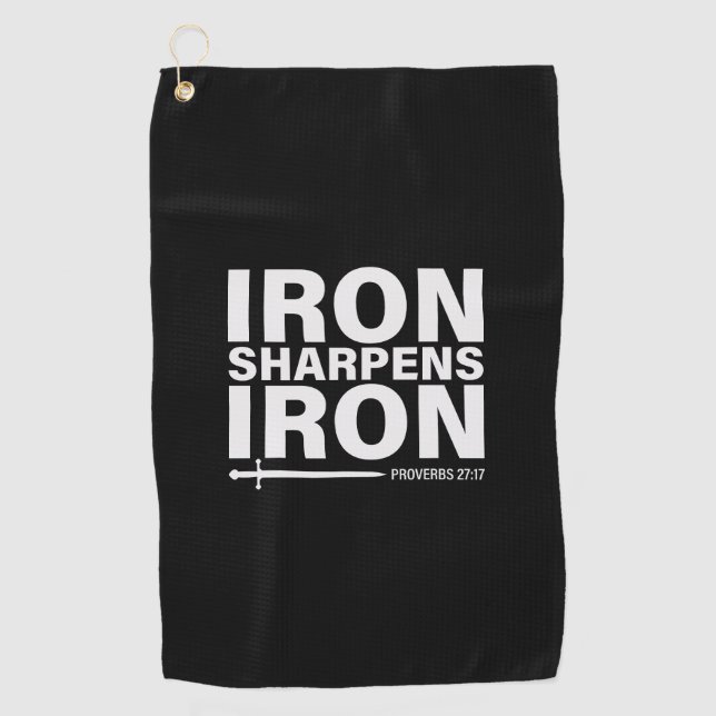 Iron Sharpens Iron Black Golfhandtuch (Vorderseite)
