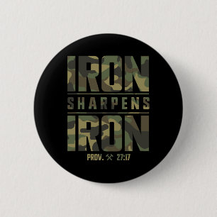Iron Sharpens Iron Christlich Men Camouflage Scrip Button