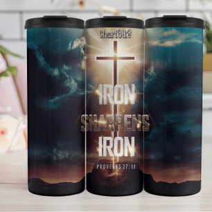 Iron Sharpens Iron Cross Scripting Thermosbecher