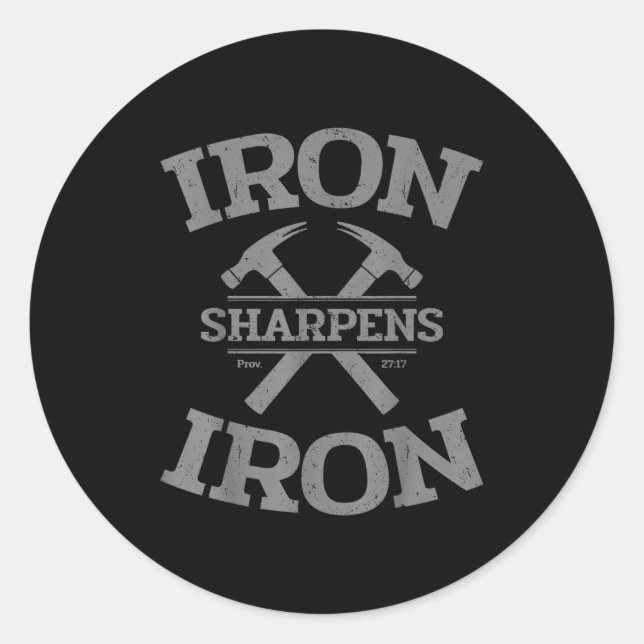 Iron Sharpens Iron Proverbs 27_17 Gym Workout Men  Runder Aufkleber (Vorderseite)