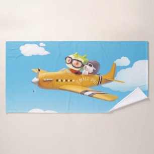 Iron T & Smile Pup: Hochfliegendes Abenteuer Badehandtuch