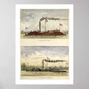 Ironclads Essex und Choctaw durch Stouffer 1864 Poster