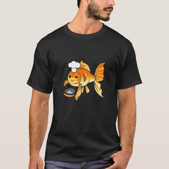 Ironic Goldfish Chef Cooking Aquaristics T-Shirt (Vorderseite)